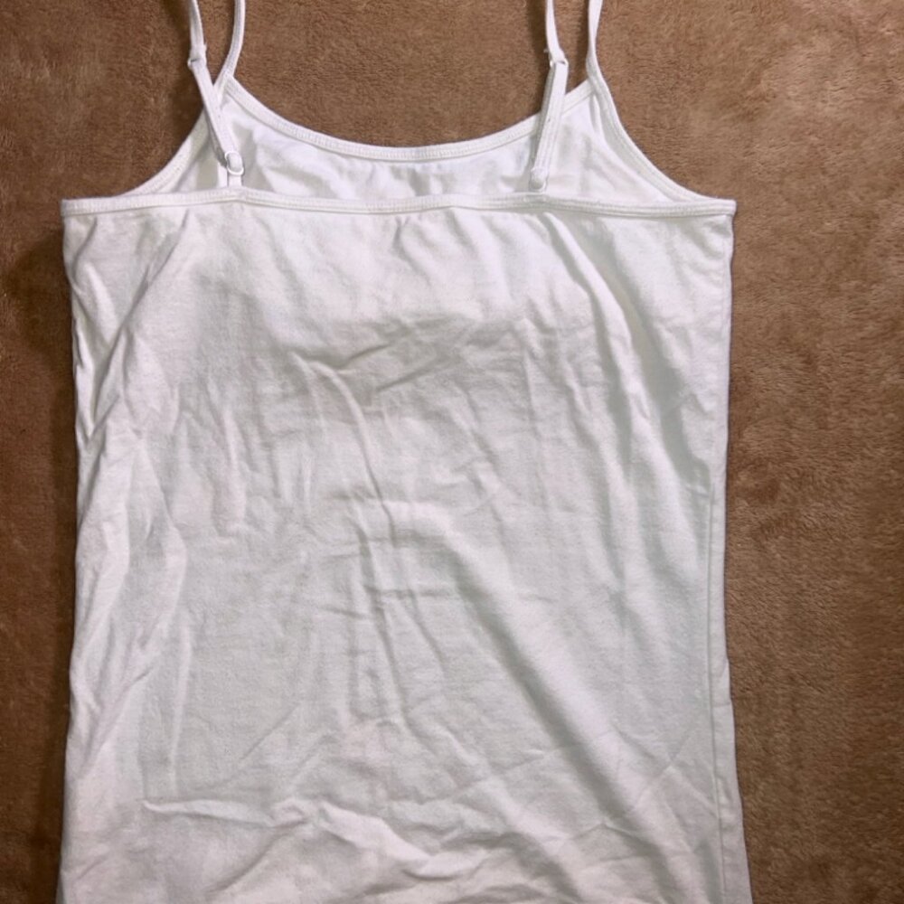 PS Aeropostale Girl 14 White Adjustable Spaghetti Strap Built-in Bra Cami (T) - Picture 4 of 5